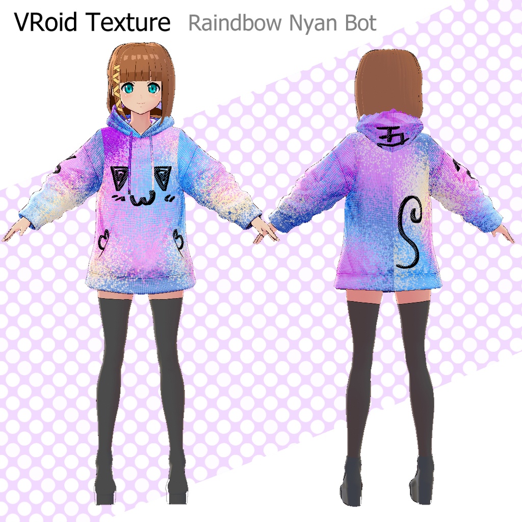 【VRoid texture】 Rainbow Nyan Bot Hoodie