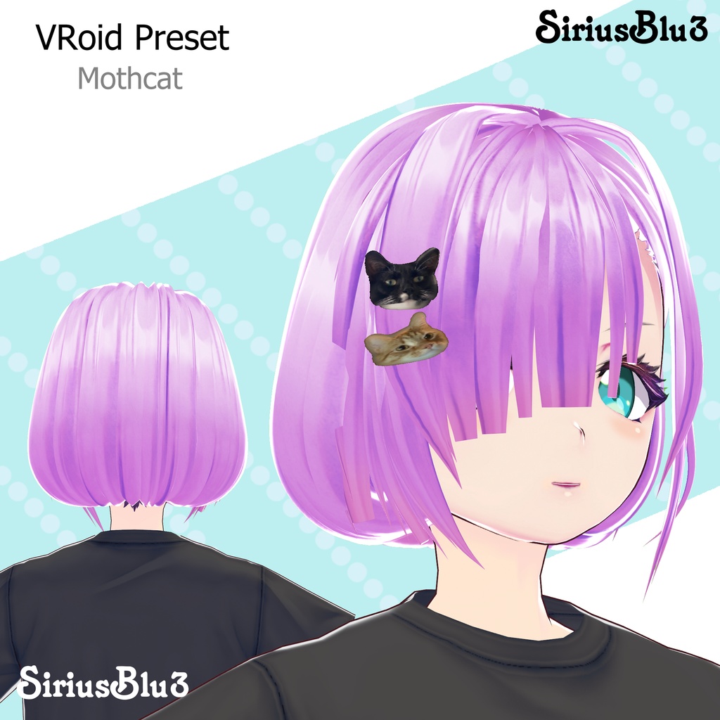 【VRoid用ヘアプリセット】Mothcat【VRoid Hair Preset】