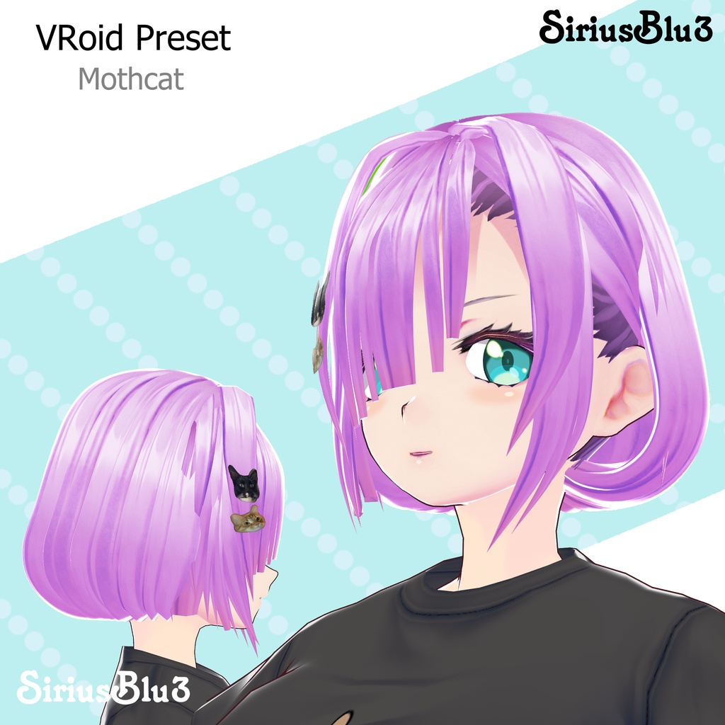 【VRoid用ヘアプリセット】Mothcat【VRoid Hair Preset】