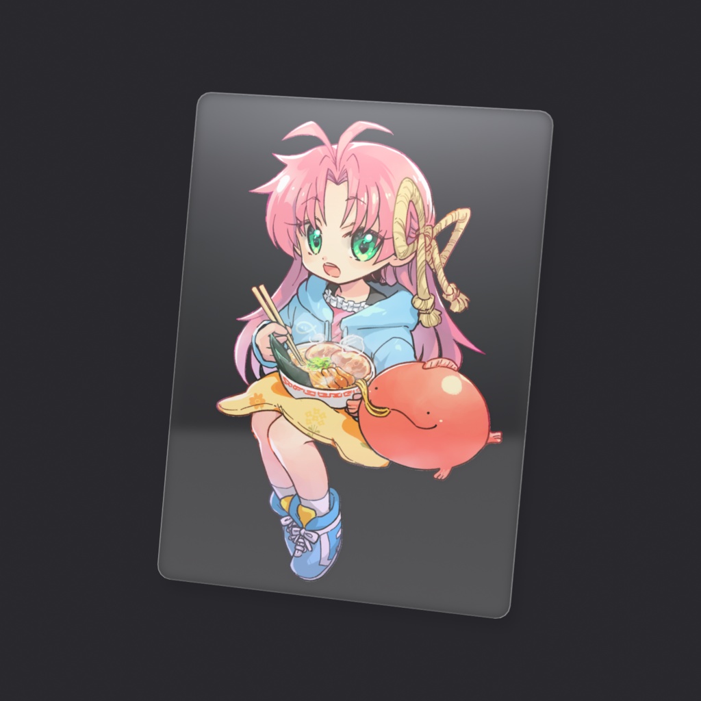座ってラーメンを食べる女の子カード