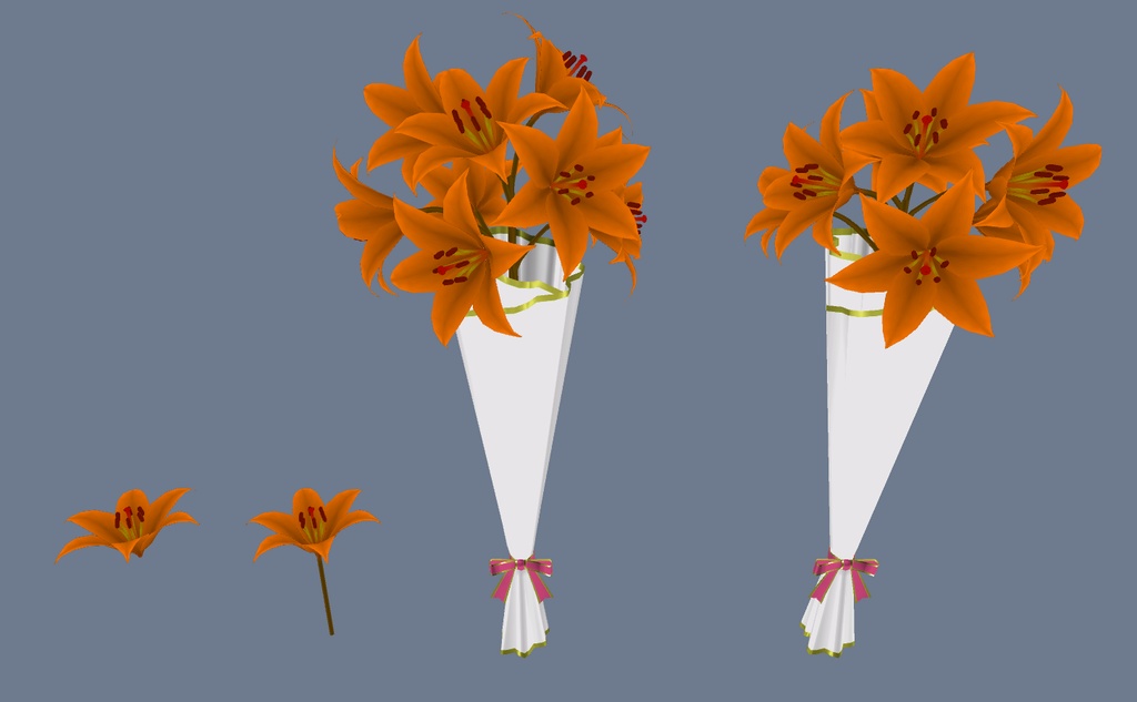 3Dモデル オレンジ色の百合の花