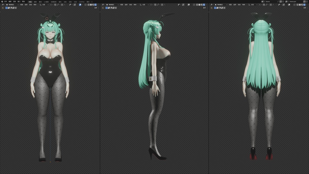 【ニケ】 ソーダ:トゥインクルバニーの3Dモデル MMD版とRigify版が含まれます