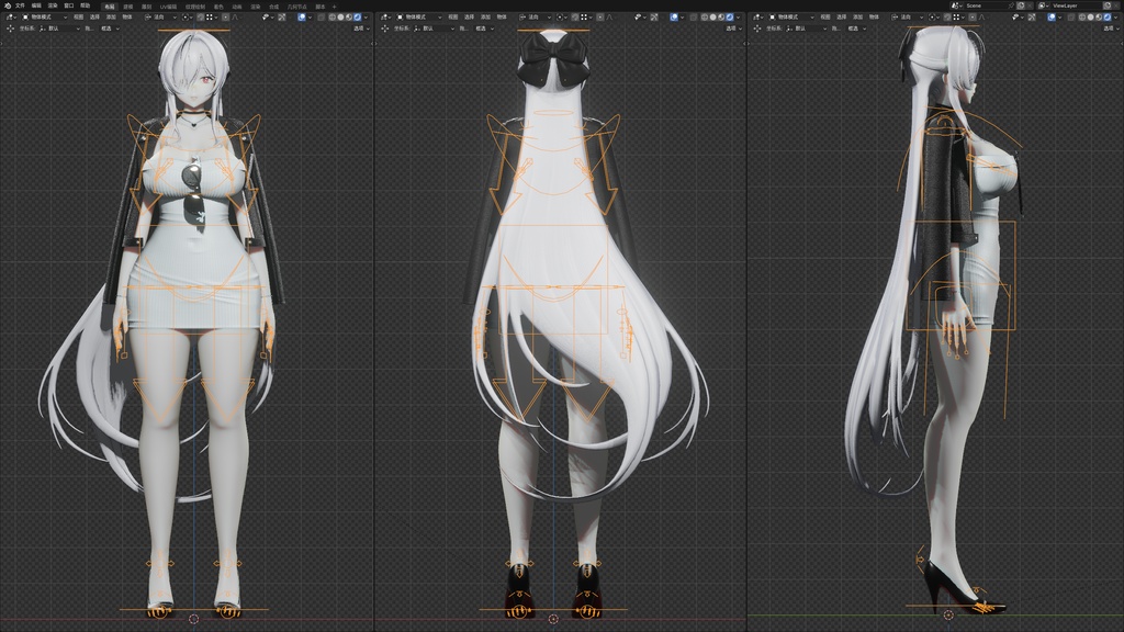 【NIKKE】 Cinderella 3D model Blend file includes MMD ver and Rigify ver.