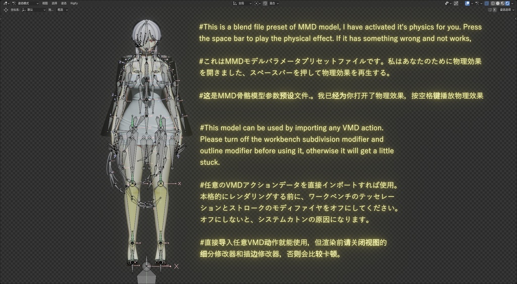 【ニケ】 シンデレラ の 3D モデル MMD版とRigify版が含まれます