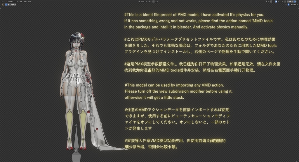 【NIKKE】 Mihara 3D model Blend file includes MMD ver and Rigify ver.