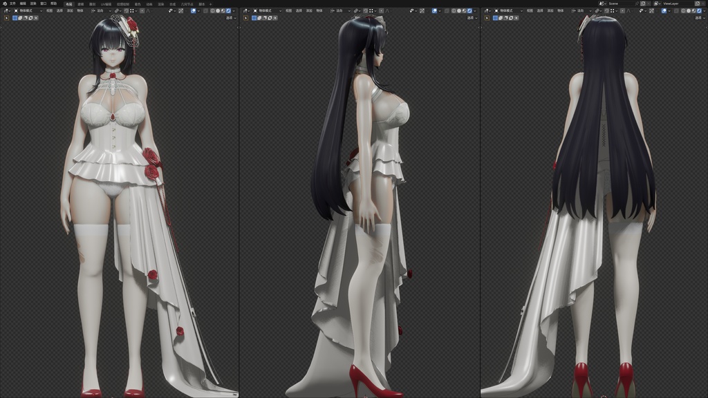 【NIKKE】 Mihara 3D model Blend file includes MMD ver and Rigify ver.