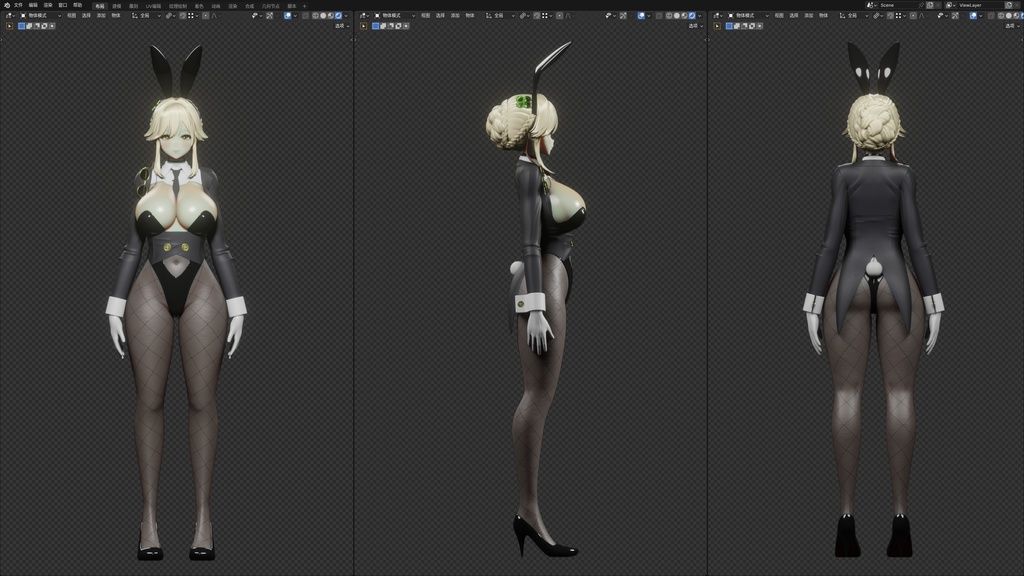 【NIKKE】 Ade 3D model Blend file includes MMD ver and Rigify ver.
