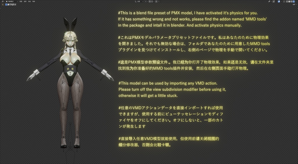 【NIKKE】 Ade 3D model Blend file includes MMD ver and Rigify ver.