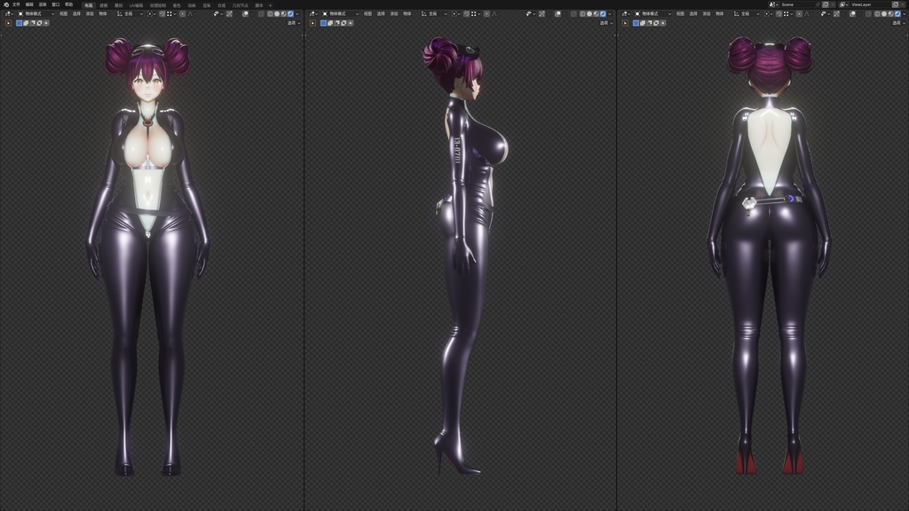 【NIKKE】 Quency: Escape Queen 3D model includes MMD ver and Rigify ver.