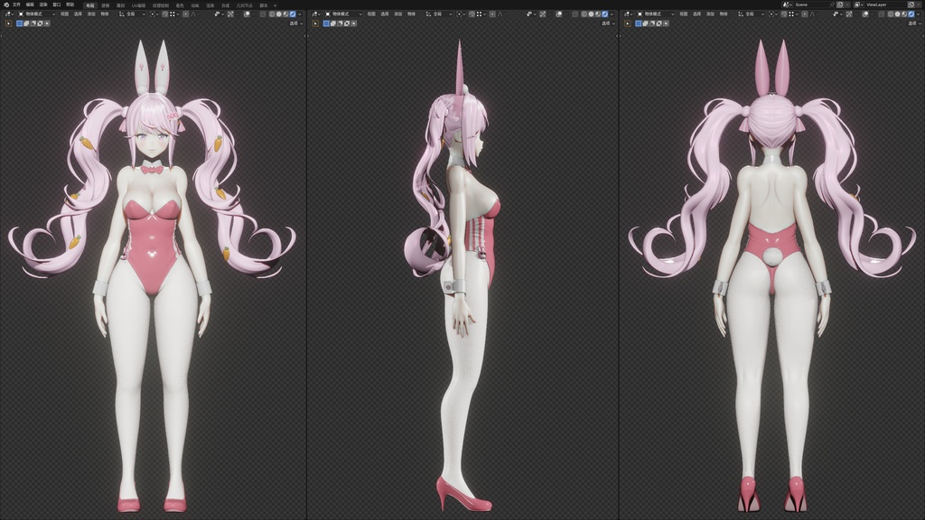 【NIKKE】 Alice: Wonderland Bunny 3D model includes MMD ver and Rigify ver.