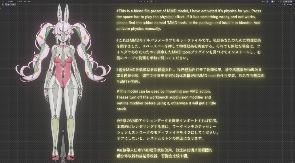 【NIKKE】 Alice: Wonderland Bunny 3D model includes MMD ver and Rigify ver.