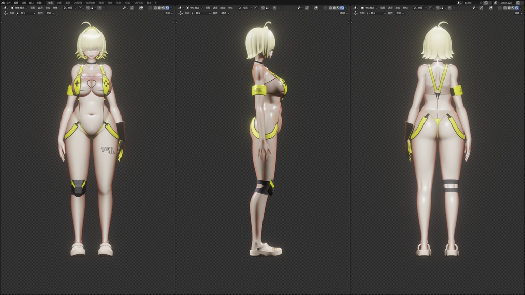 【ニケ】 エレグの3Dモデル MMD版とRigify版が含まれます