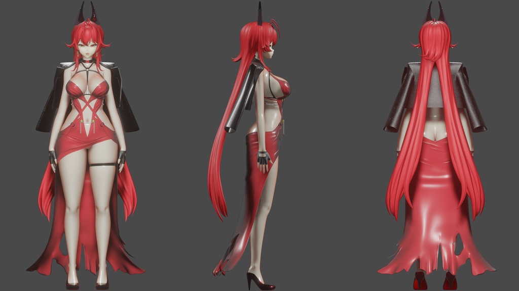 【ニケ】 レッドフード の3Dモデル MMD版とRigify版が含まれます