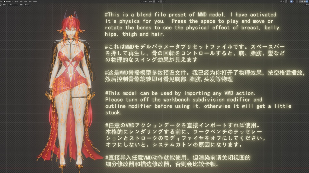 【ニケ】 レッドフード の3Dモデル MMD版とRigify版が含まれます