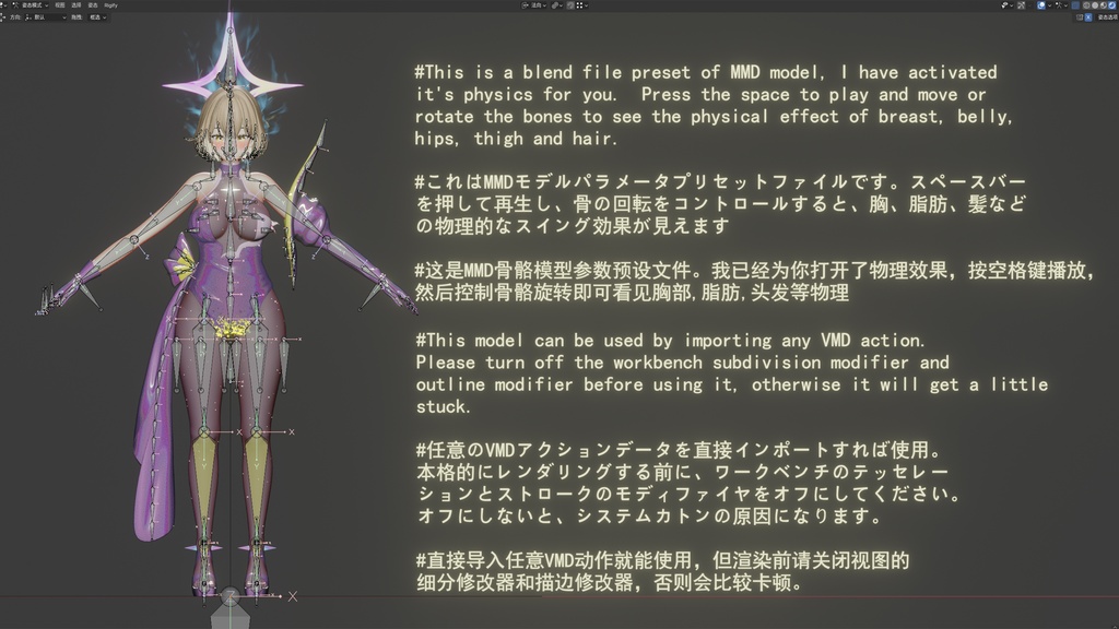 【ニケ】 アニス:スターの3Dモデル MMD版とRigify版が含まれます