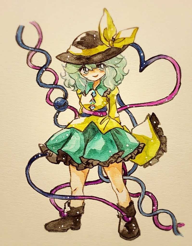 100】東方Project二次創作 古明地こいし 手描きイラスト 小色紙 原画