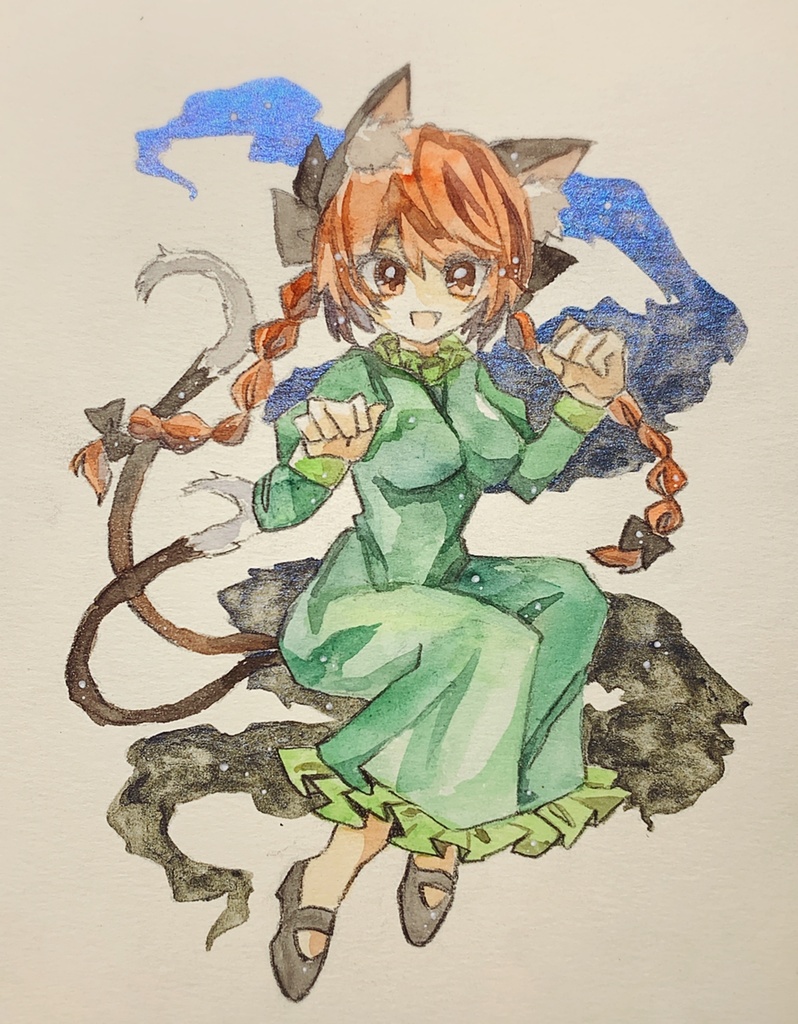 東方project 火焔猫燐 水彩原画 水彩pj 帝都炉心画廊 Booth