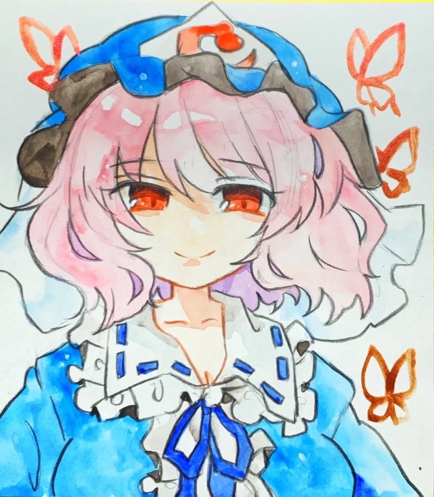 東方Project 西行寺幽々子 水彩色紙
