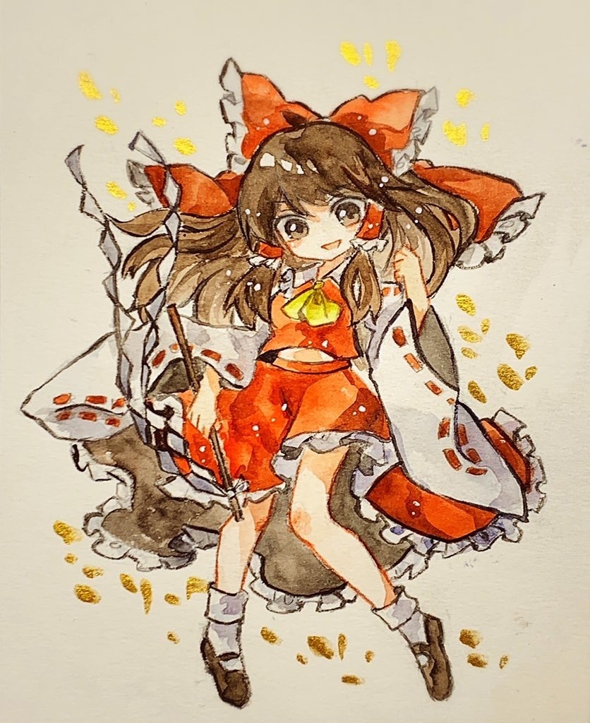 東方Project  博麗霊夢 水彩原画