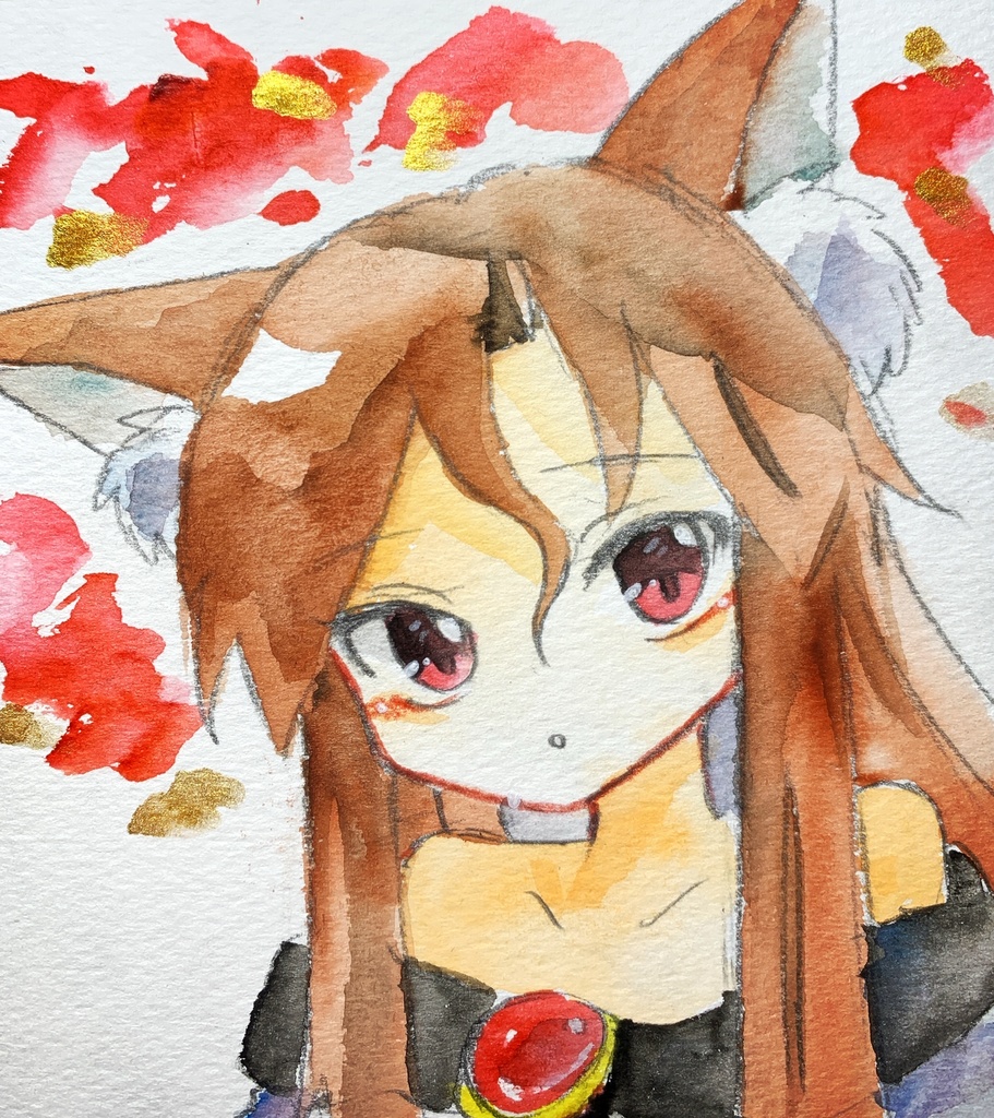 ウタ UTA 水彩画 手描きミニ色紙 - イラスト