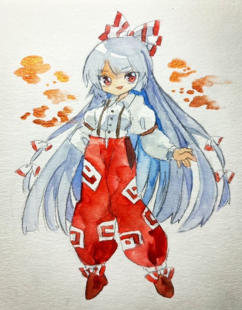 東方Project 藤原妹紅 水彩原画