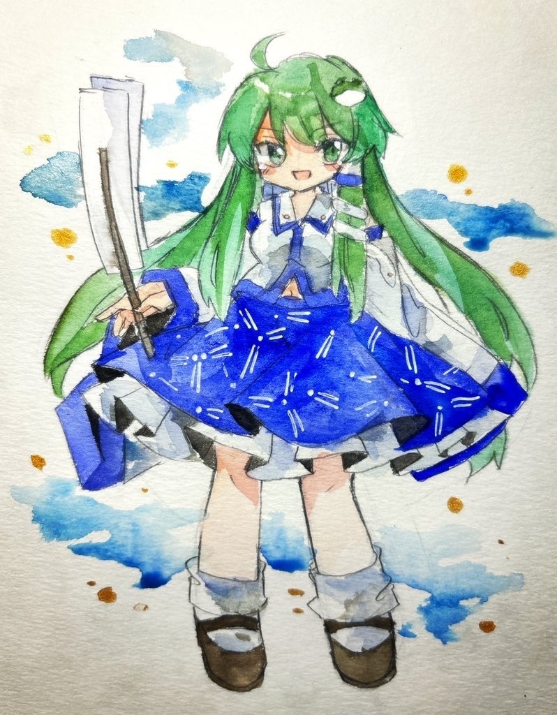 東方Project 東風谷早苗 水彩原画