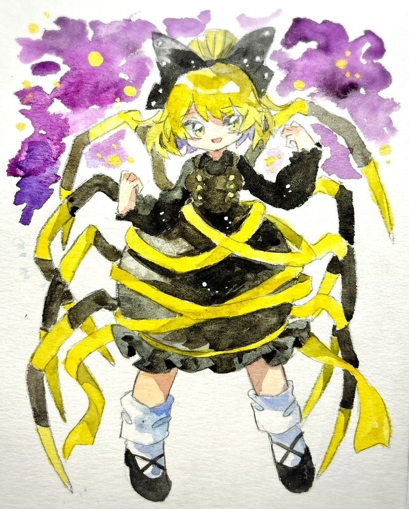 東方Project 黒谷ヤマメ 水彩画 