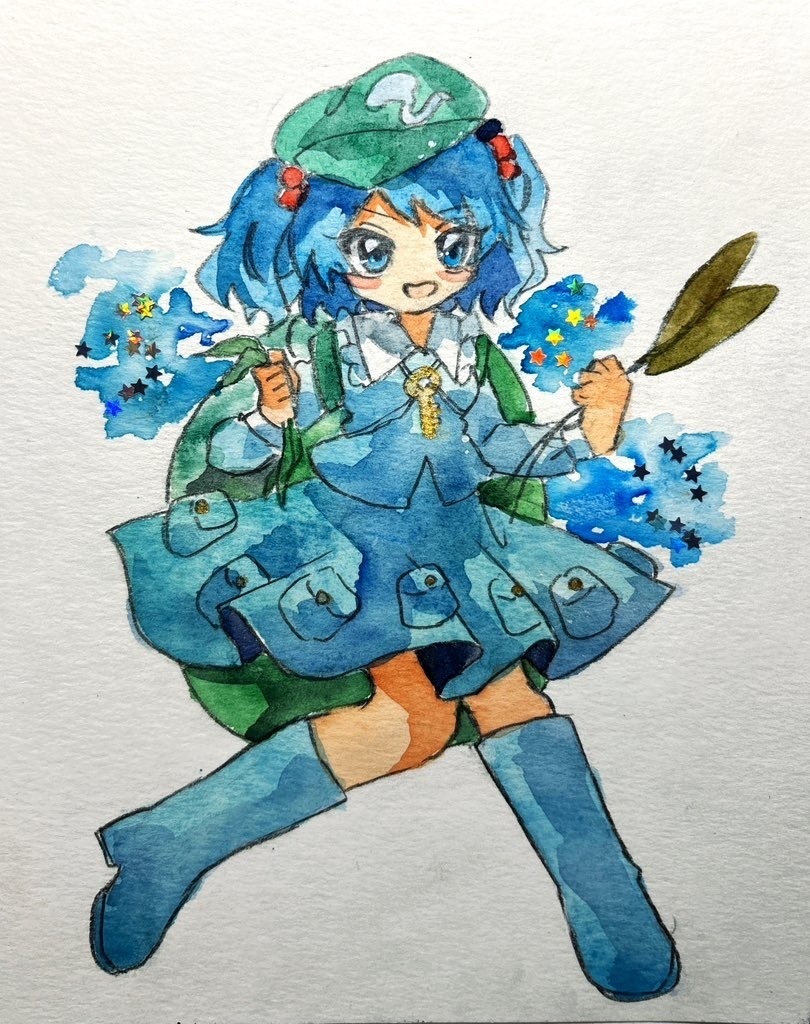東方Project 河城にとり 水彩画