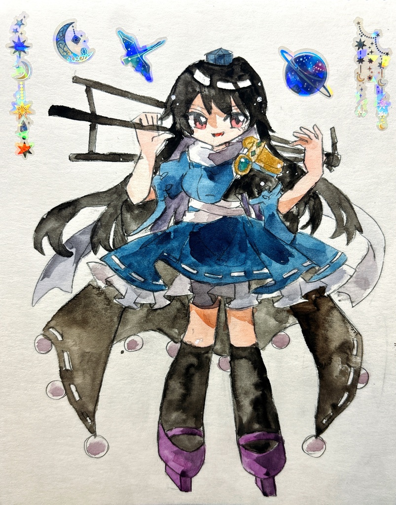 東方Project 飯綱丸龍 (全身 ) 水彩原画