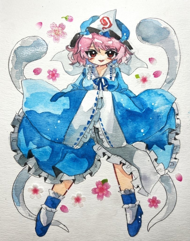 東方Project 西行寺幽々子 手描きイラスト