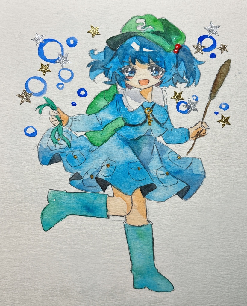 東方Project 河城にとり 手描きイラスト