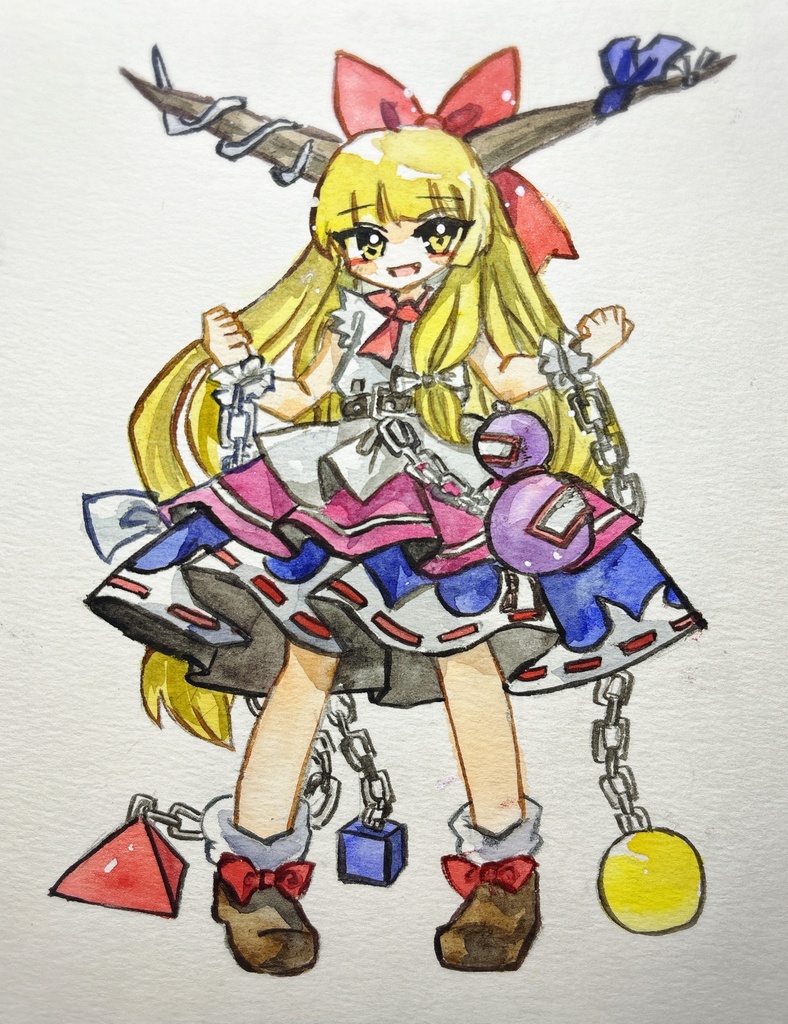 東方Project 伊吹萃香 手描きイラスト