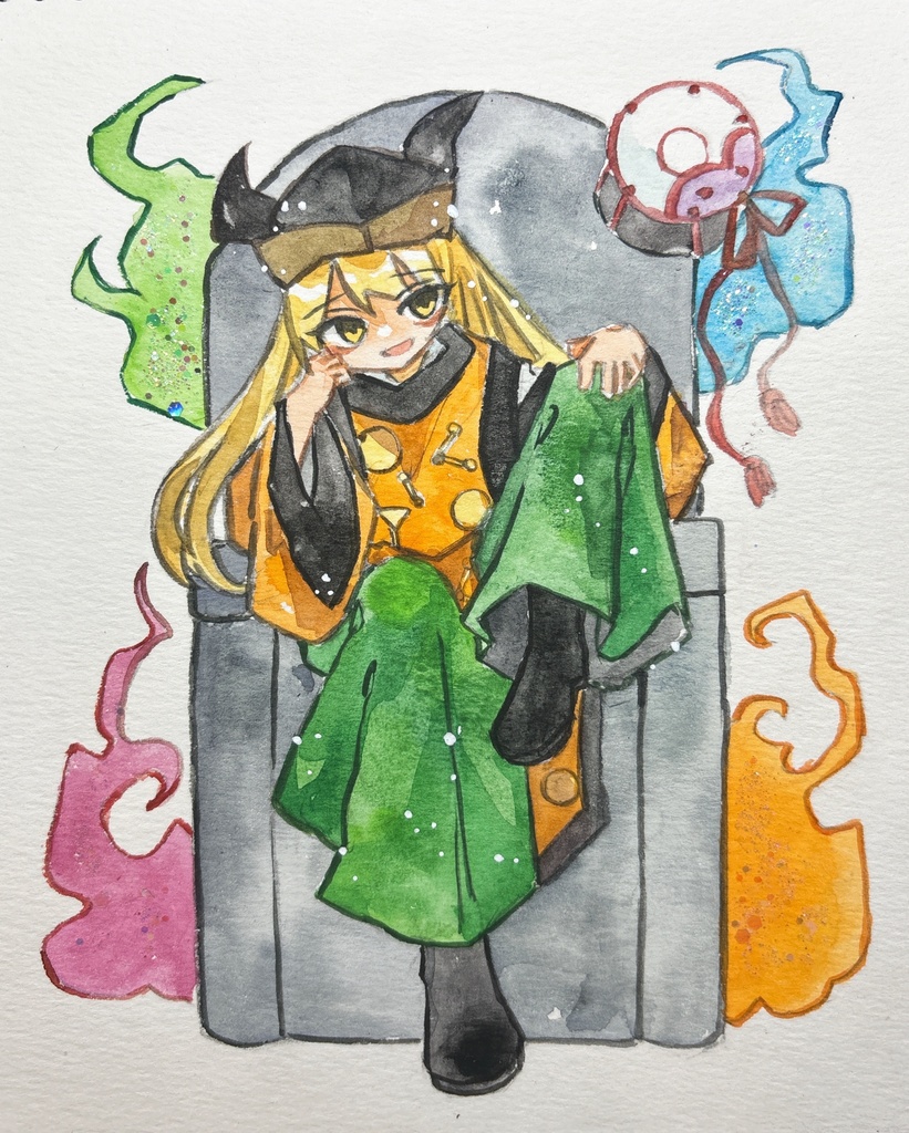 東方Project 摩多羅隠岐奈 手描きイラスト