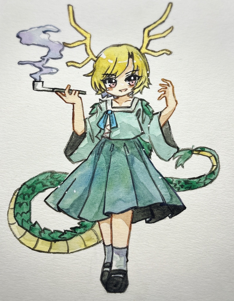 東方Project 吉弔 八千慧 水彩画