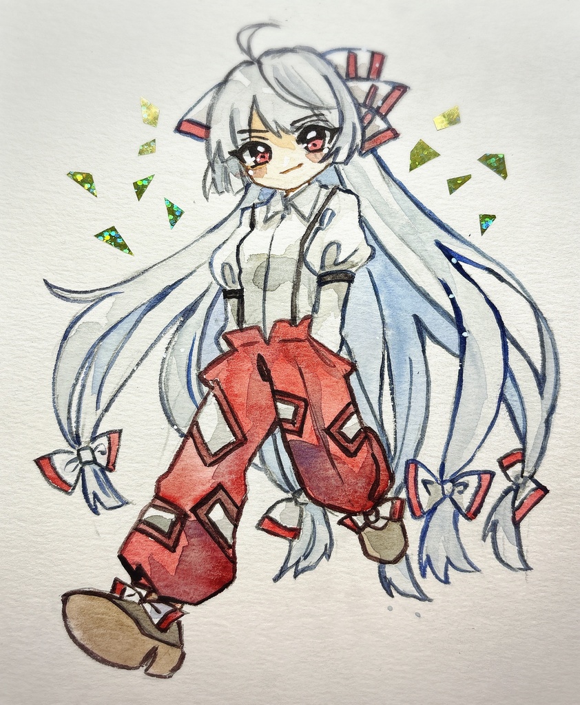 東方Project 藤原妹紅 水彩画