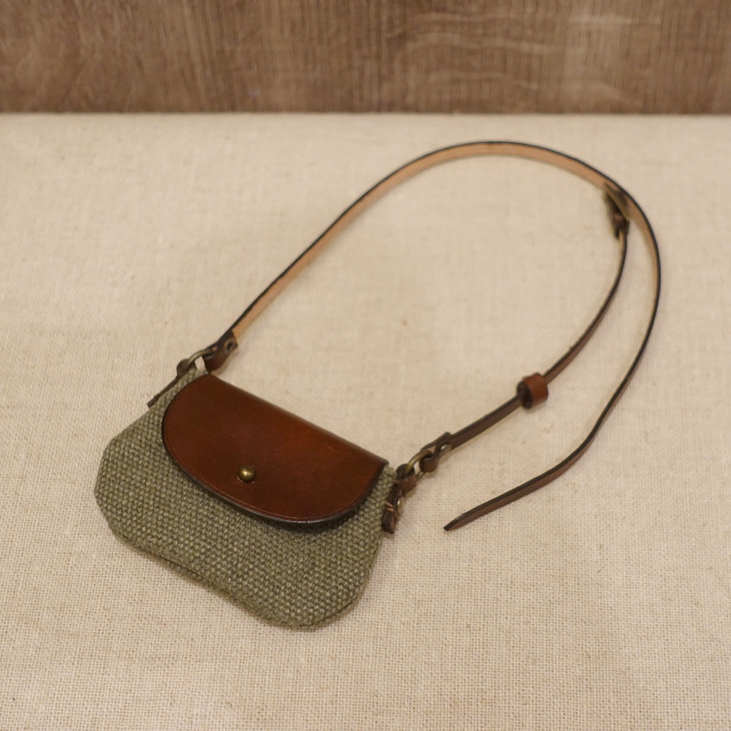 [受注生産] 1/3ドール 帆布と革のショルダーバッグ 本革