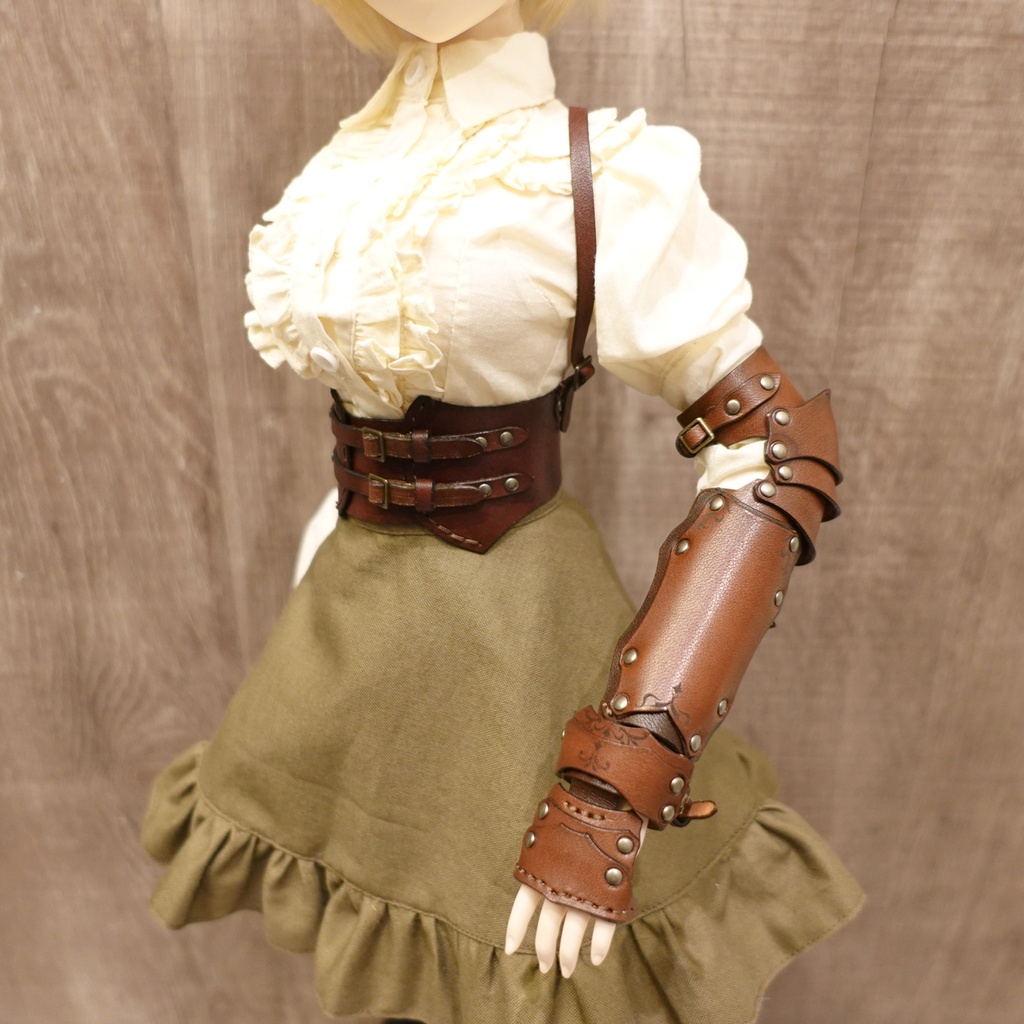 [受注生産] DD,DDdy（S/M/L胸）バンブレース(腕鎧)ガントレットセット 本革
