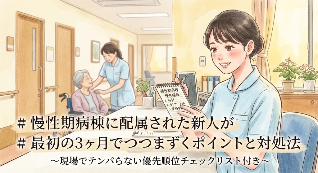 慢性期病棟に配属された新人看護師が、最初の3ヶ月でつまずくポイントと現実的な対処法