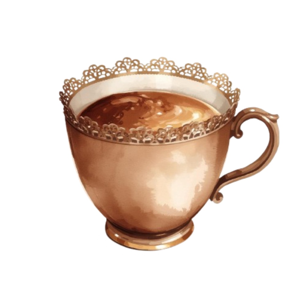 【モカ色カフェシリーズ】水彩アンティーク風クリップアート10点セット ¦ PNG背景透過