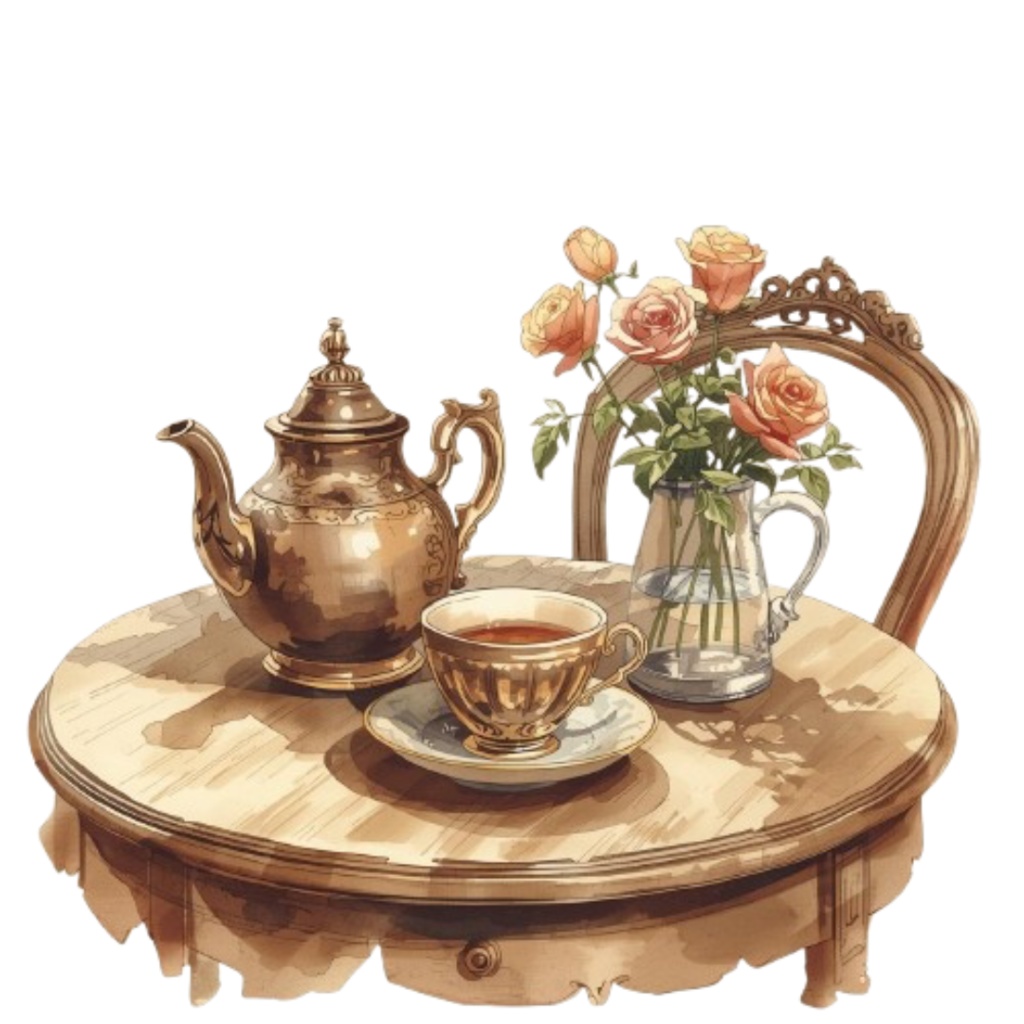 【モカ色カフェシリーズ】水彩アンティーク風クリップアート10点セット ¦ PNG背景透過