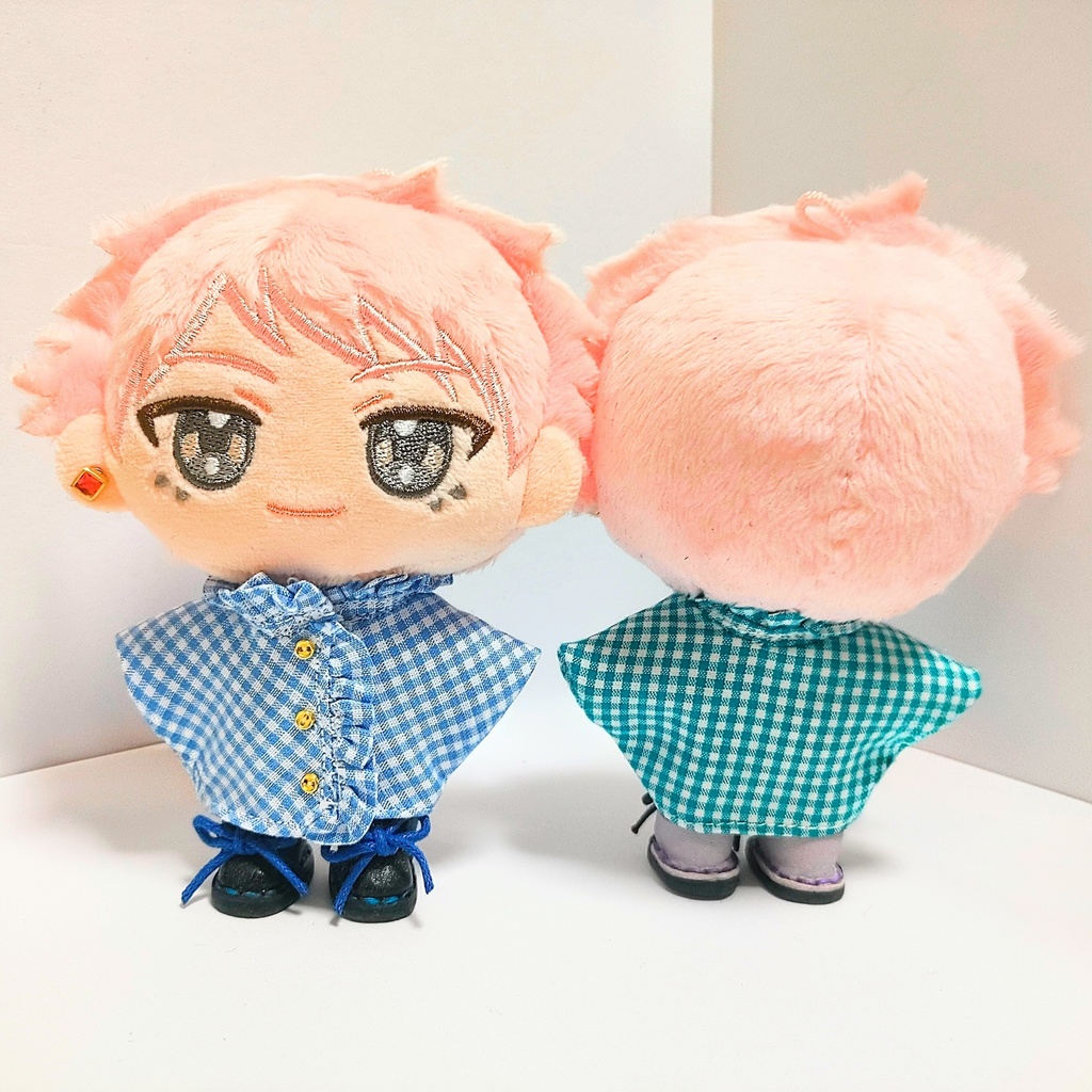 ギンガムチェックフリルトップス/10cmぬい/ぬい服