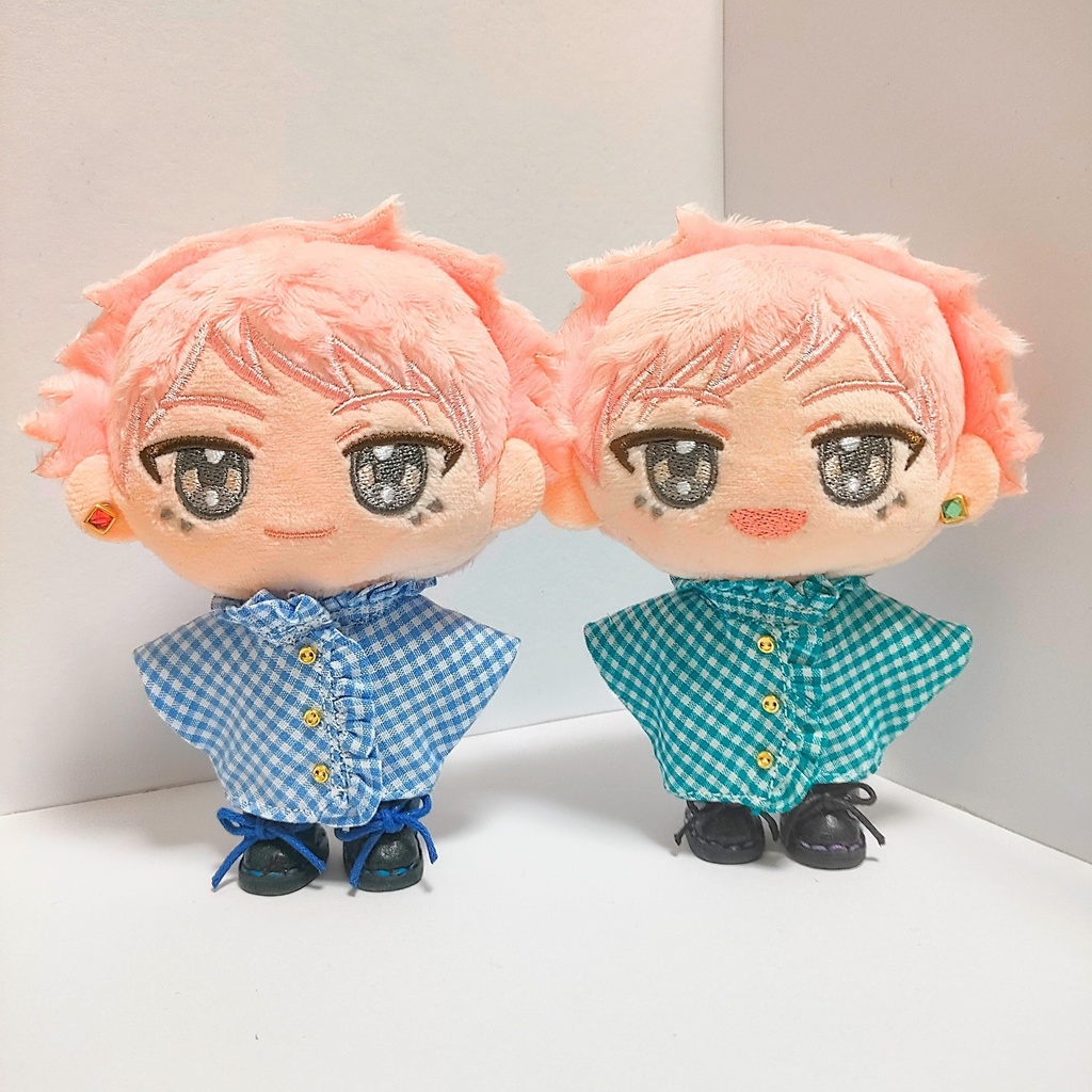 ギンガムチェックフリルトップス/10cmぬい/ぬい服