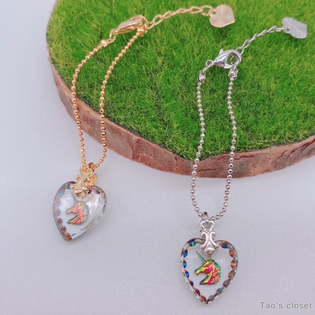 10〜12cmぬい対応/ネックレス/ガラスハート/ユニコーン