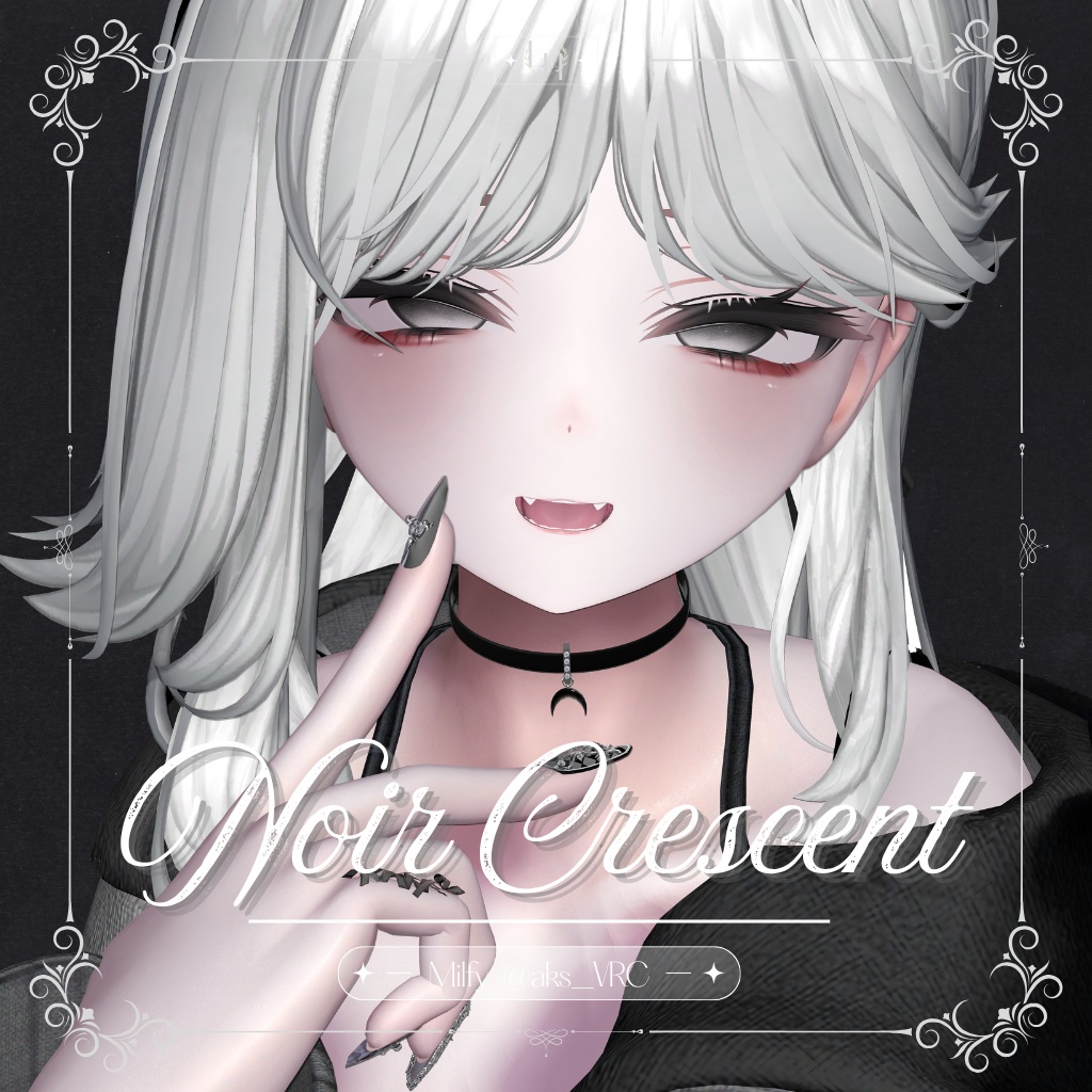 【12アバター対応】Noir Crescent| male-female pair choker【MA対応】