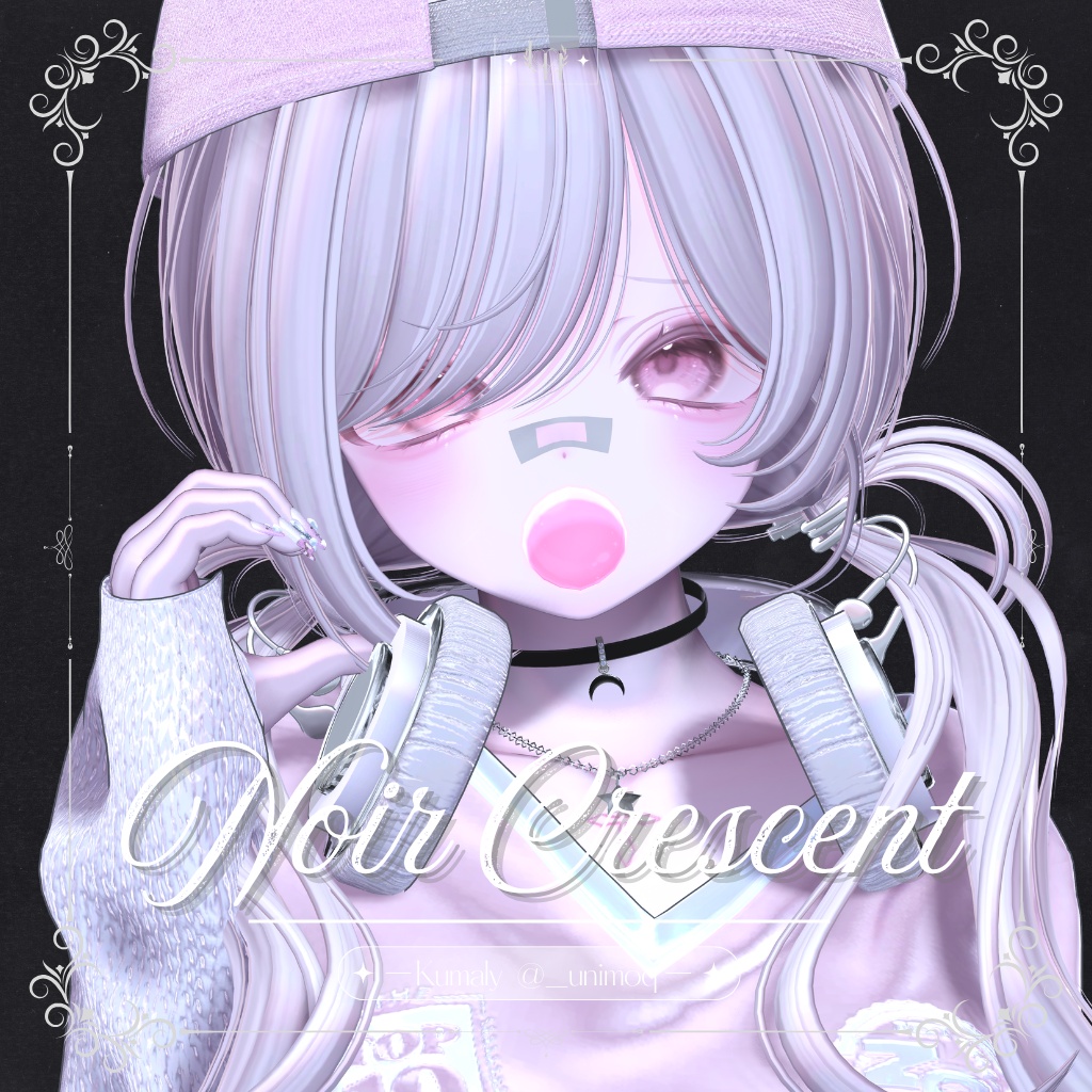 【12アバター対応】Noir Crescent| male-female pair choker【MA対応】