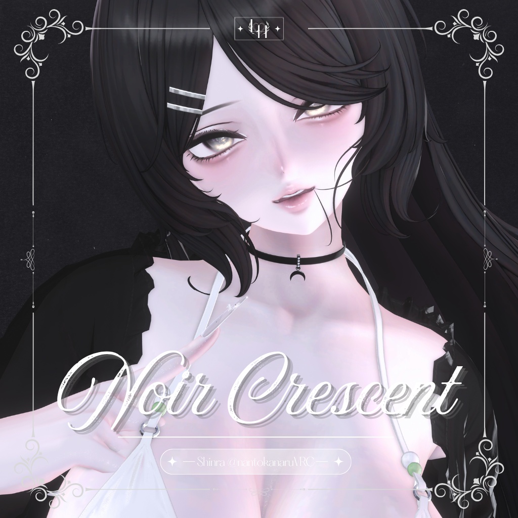 【12アバター対応】Noir Crescent| male-female pair choker【MA対応】
