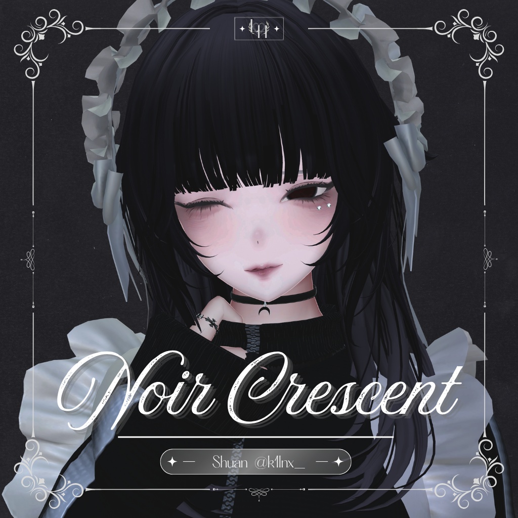【12アバター対応】Noir Crescent| male-female pair choker【MA対応】