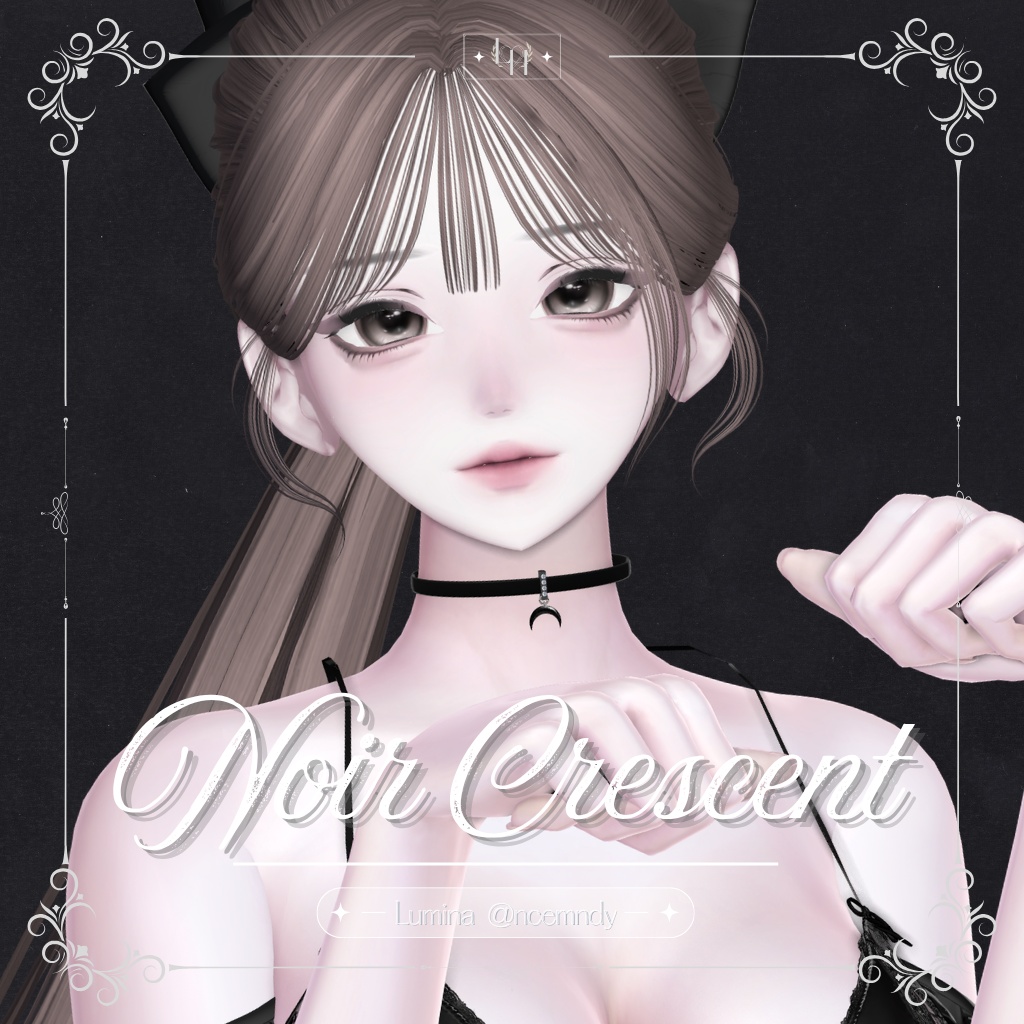【12アバター対応】Noir Crescent| male-female pair choker【MA対応】