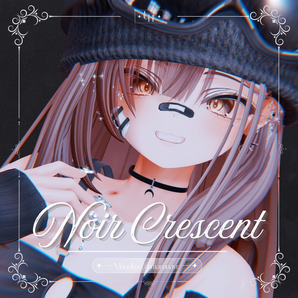 【12アバター対応】Noir Crescent| male-female pair choker【MA対応】