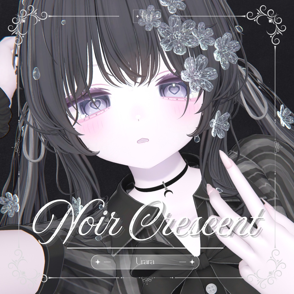【12アバター対応】Noir Crescent| male-female pair choker【MA対応】